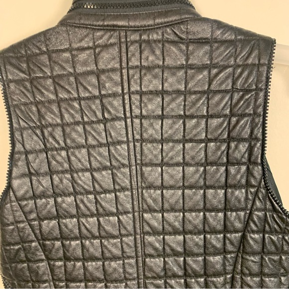 Javier Simorra Barcelona Vegan Faux Leather Quilted Zipper Track Detail Vest - Picture 11 of 14